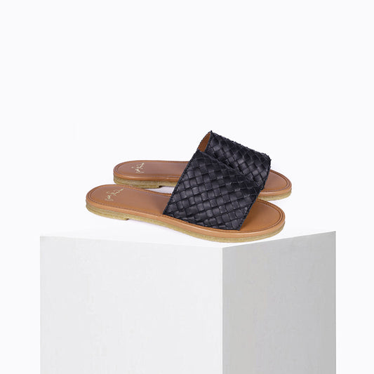 Sandales Clic Tressé Noir