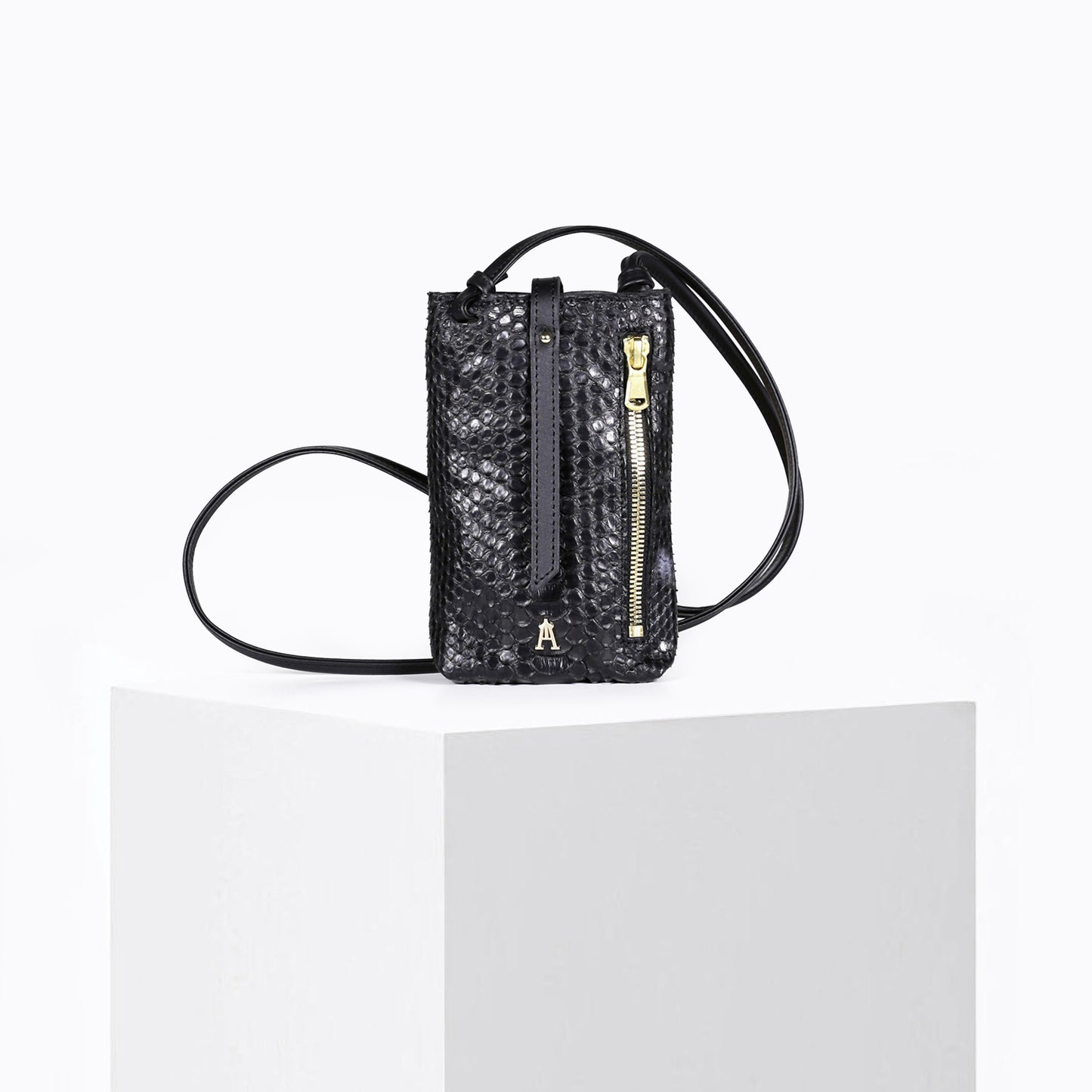 Etui pour Téléphone Grigri en cuir de Python Noir