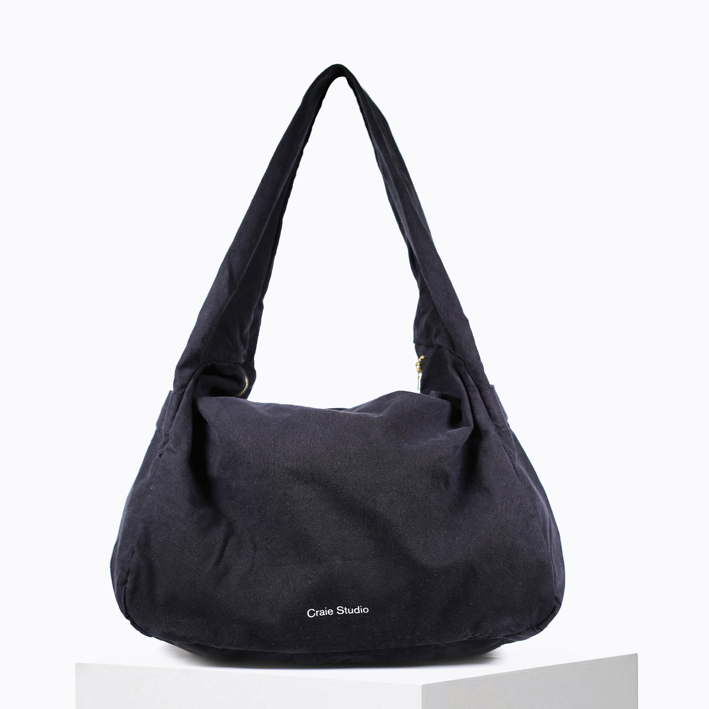 Small black cotton hobo bag