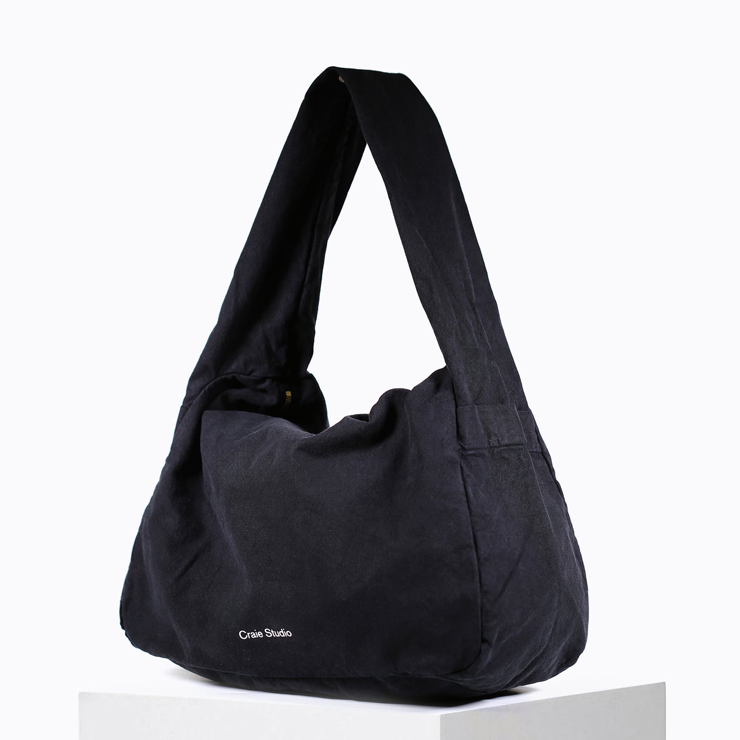 Small black cotton hobo bag