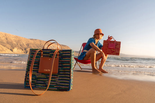 Cabas Raphia Pacifique Bleu