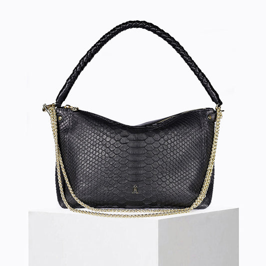 Bolsa de malva de pitón negra