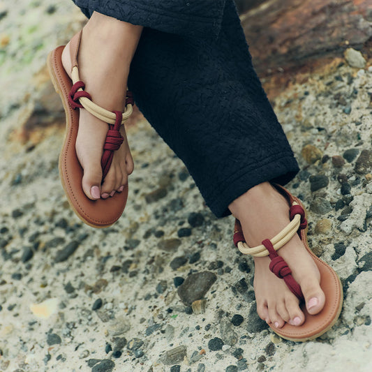 Sandales Pépite Bordeaux Vanille