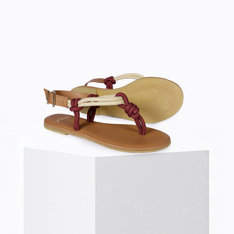 Sandales Pépite Bordeaux Vanille