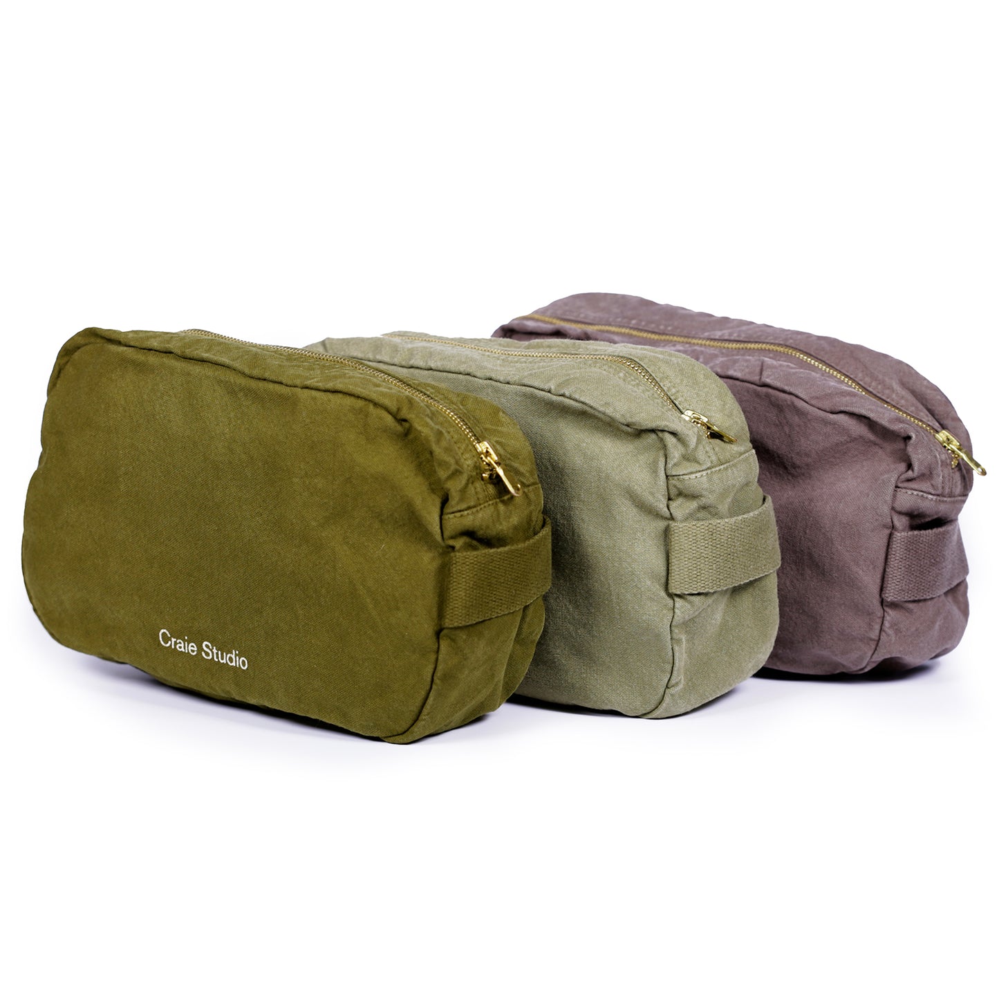 Khaki Green cotton pencil case