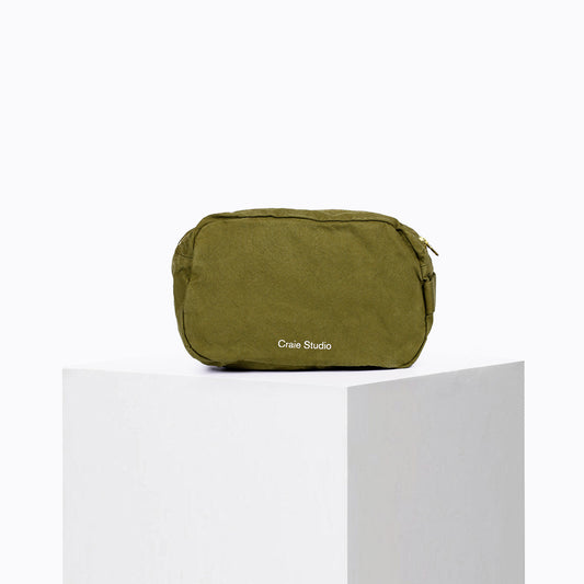 Khaki Green cotton pencil case
