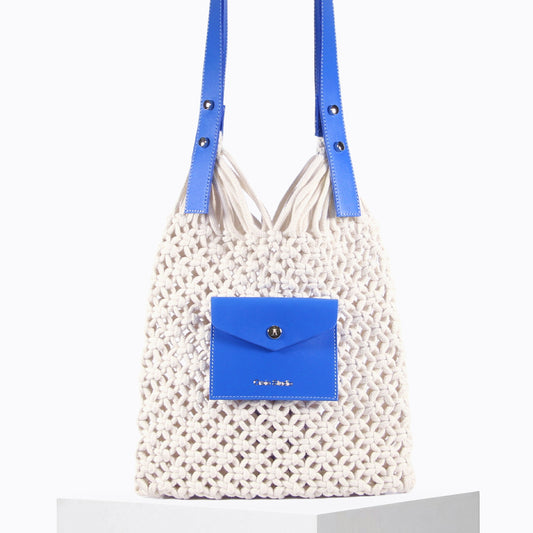 Sac Weaves macramé Bleu Digital