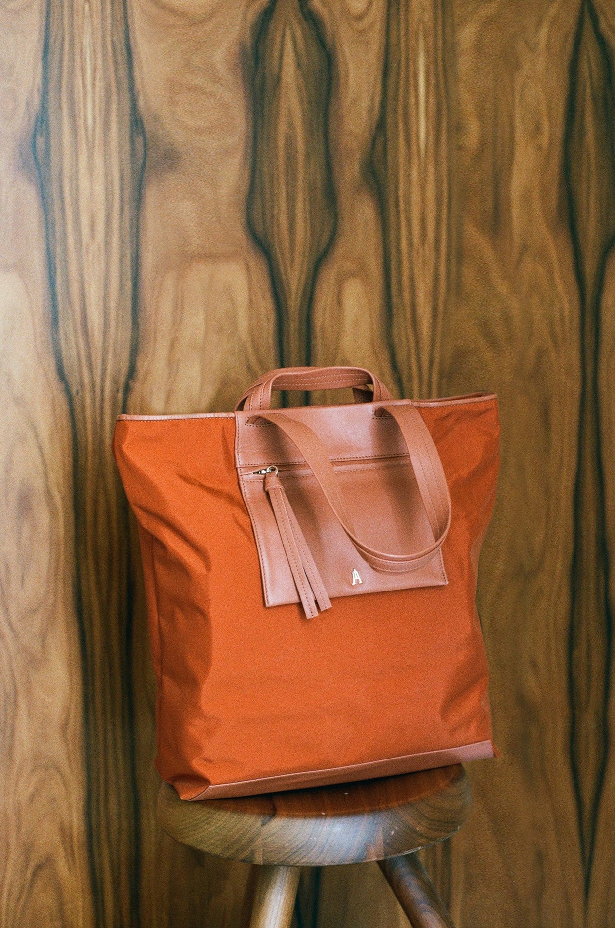 Orange Nylon Officer Tote Bag