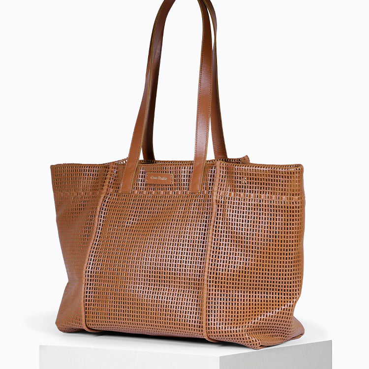 Large Alba Tote Bag in Tan leather Craie Studio