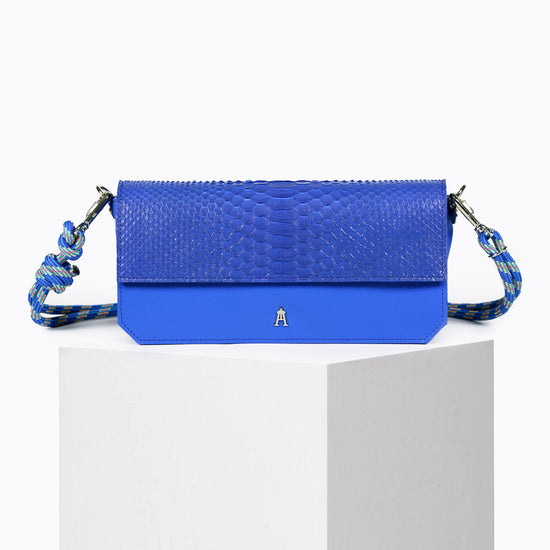 Blue Python Baguette Bag