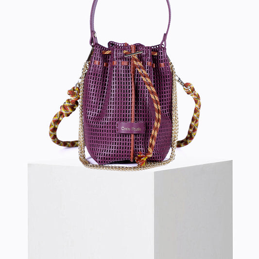 Sac Bibi en cuir perforé Berry