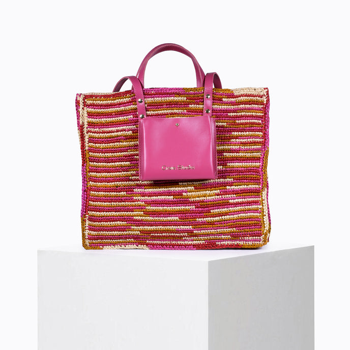 craie Cabas Raphia Sunkiss Rose Soldes Sacs - Main Image