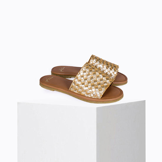 Sandales Clic Tressé Or