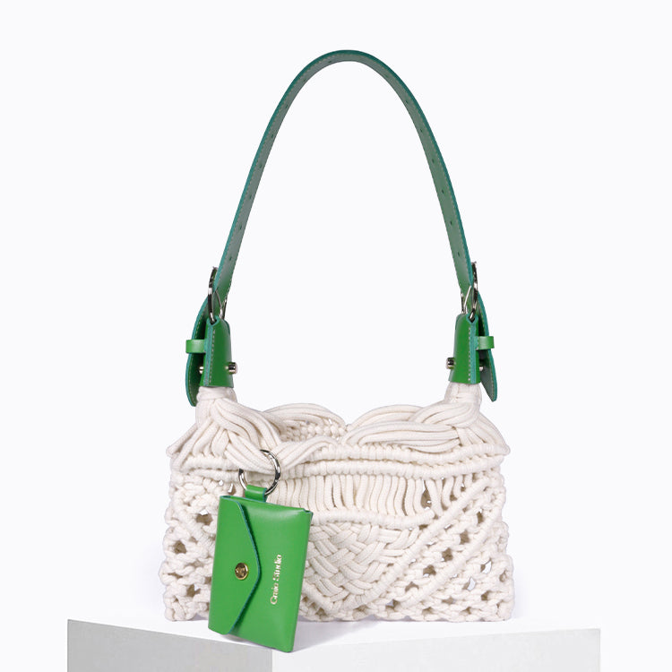 Sac Cream macramé Jaune & Naturel