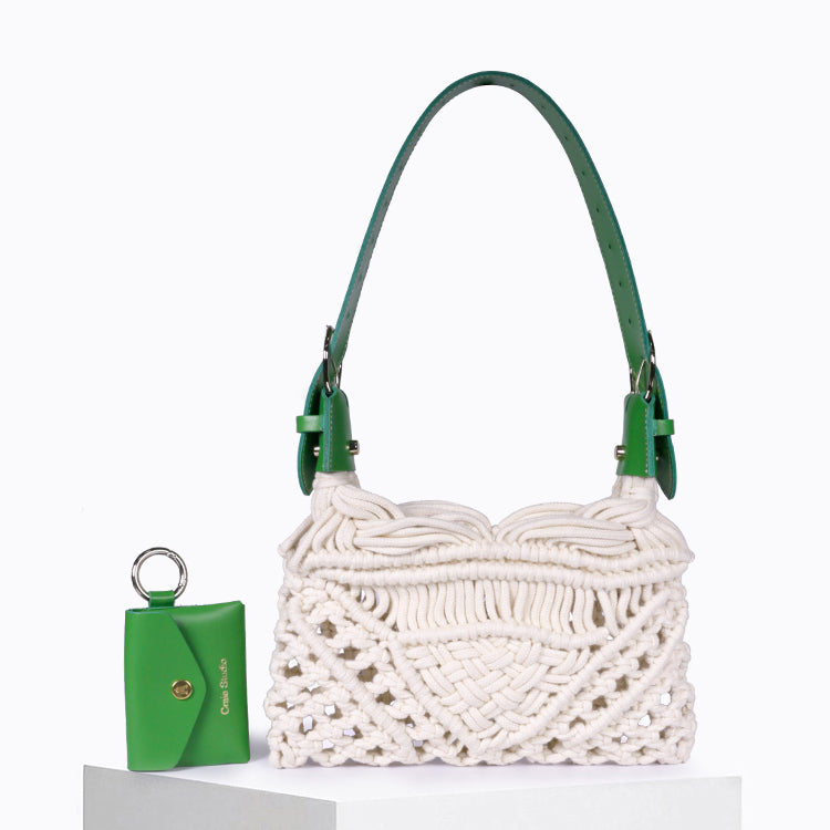 Sac Cream macramé Jaune & Naturel