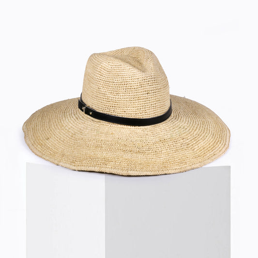 Sombrero Fedora de rafia natural