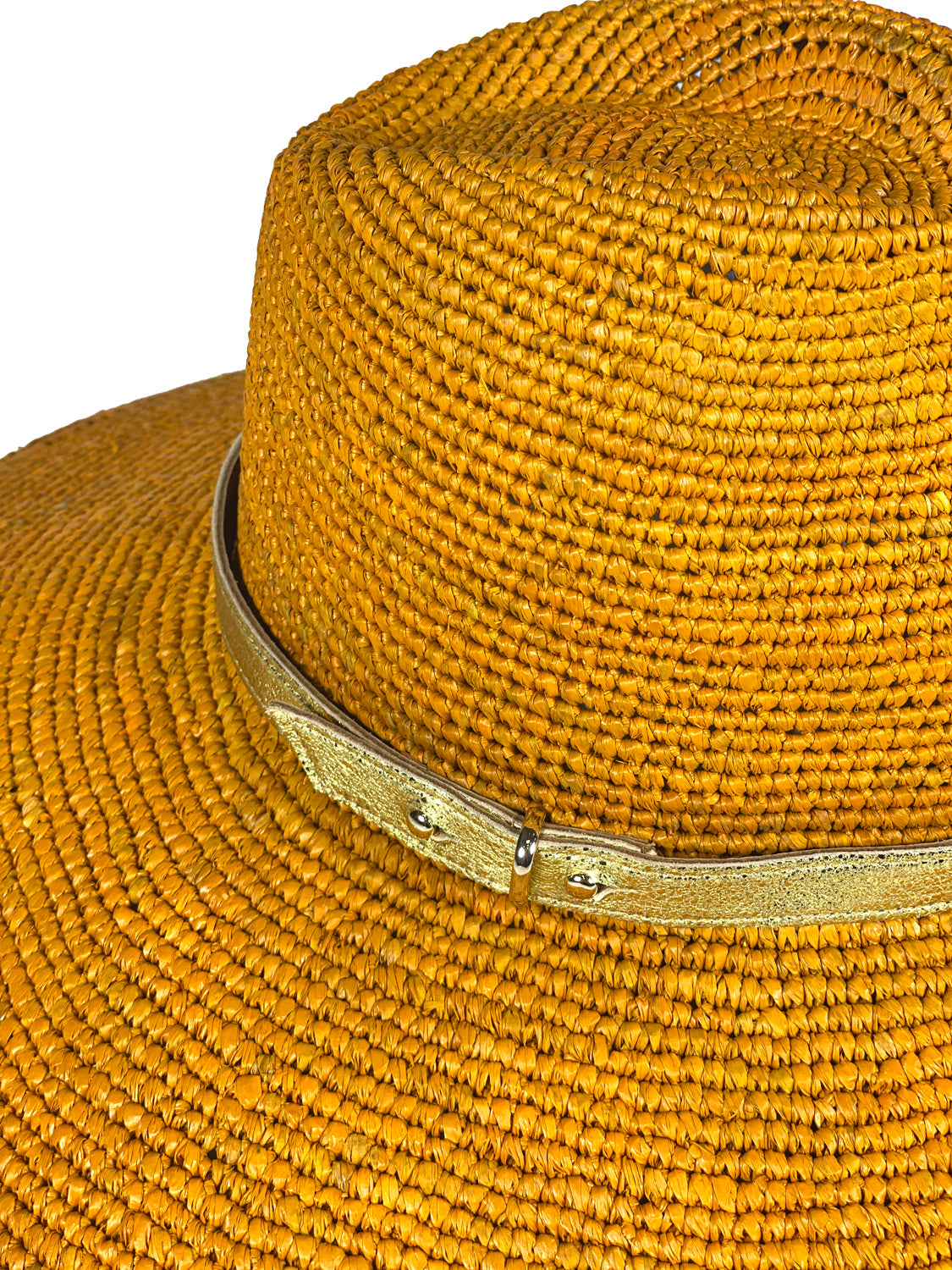 Golden Raffia Fedora Hat