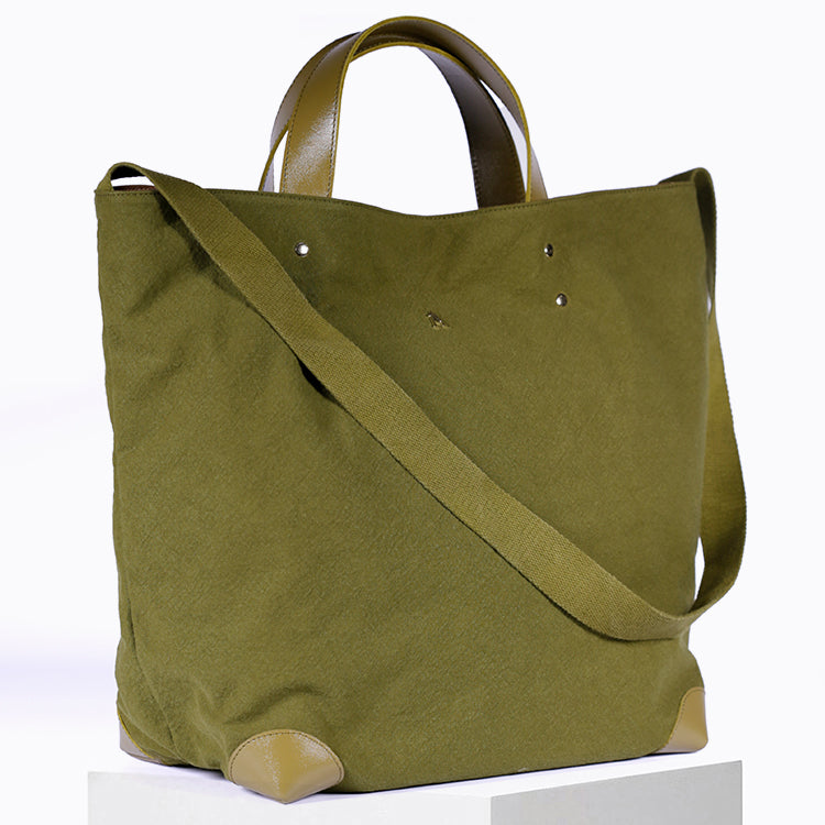 Large Khaki Ribbon Tote Bag