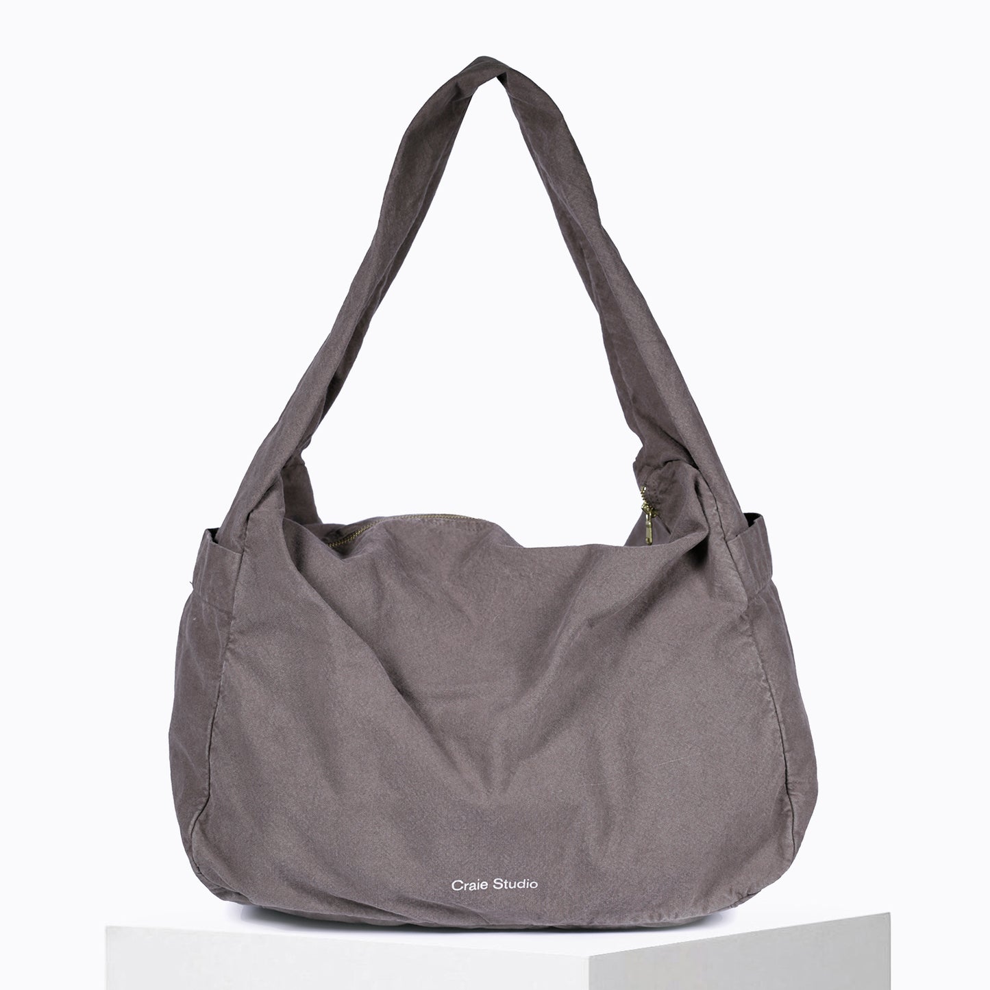 Small Taupe Cotton Hobo
