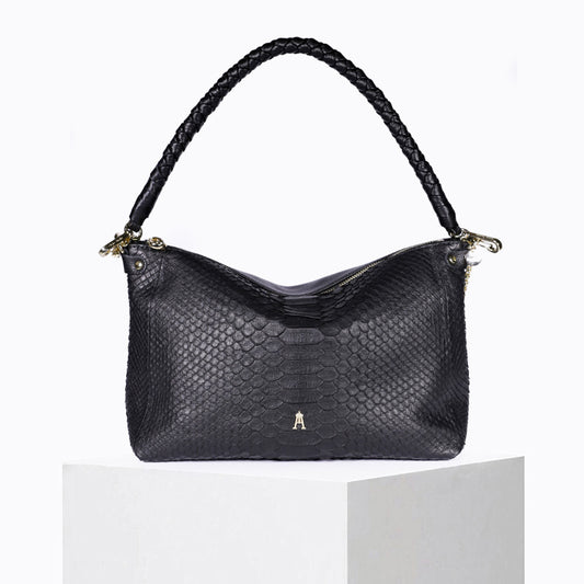 Bolsa de malva de pitón negra