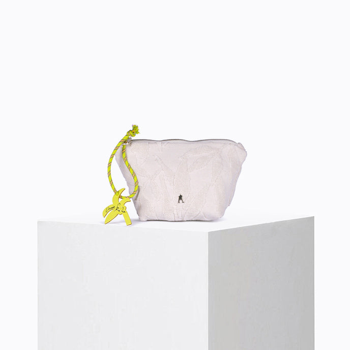 craie Pochette Mini Sable éponge Feuilles Ecru