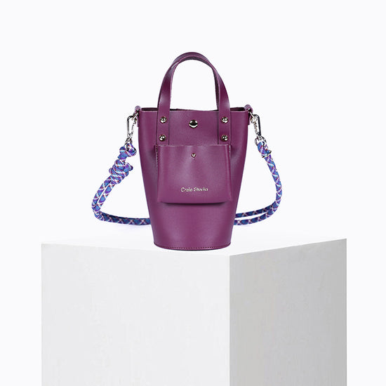 Sac seau Nono en cuir Berry