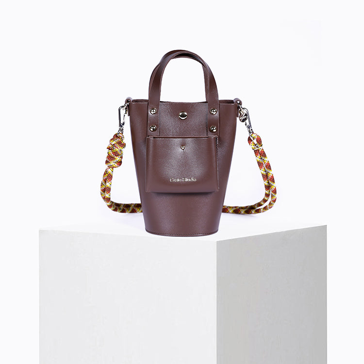 Sac seau Nono en cuir Choco