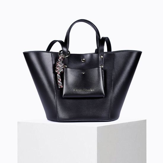 Sac seau Note en cuir Noir