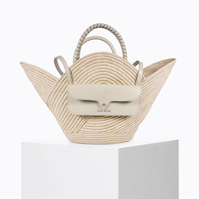 craie Panier Pétale Raphia Crème