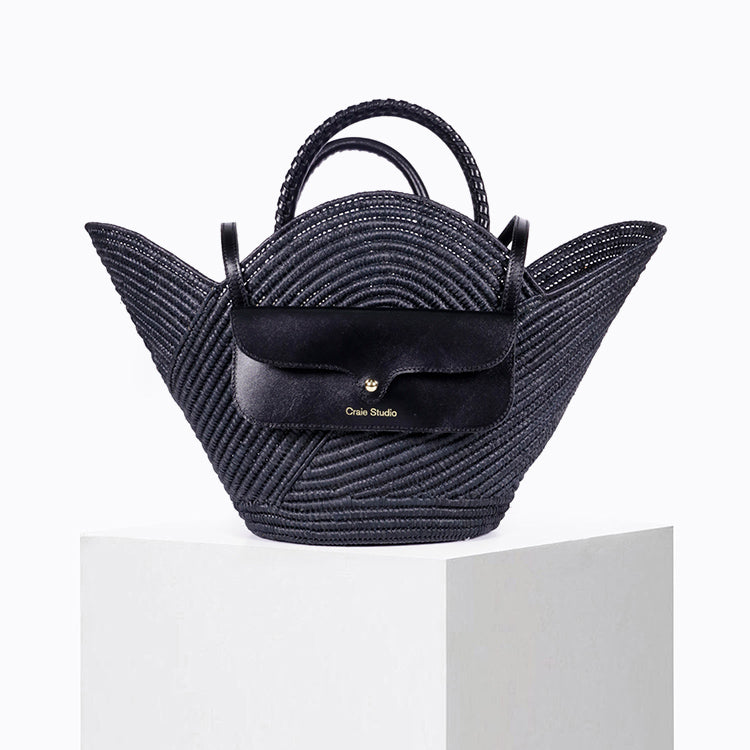 Panier Pétale Raphia Noir