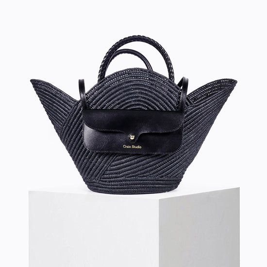 Panier Pétale Raphia Noir