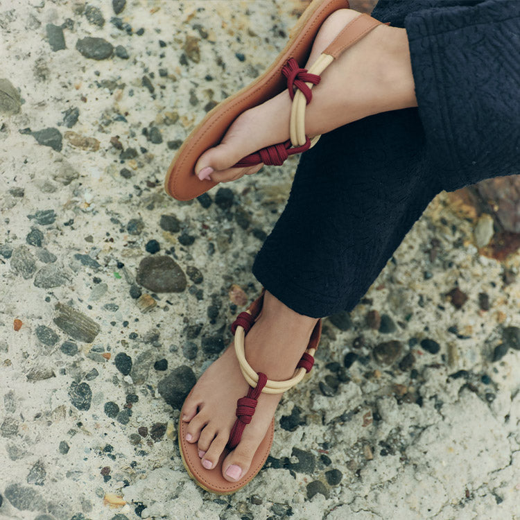 Sandales Pépite Bordeaux Vanille