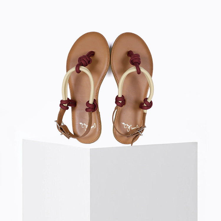 Sandales Pépite Bordeaux Vanille