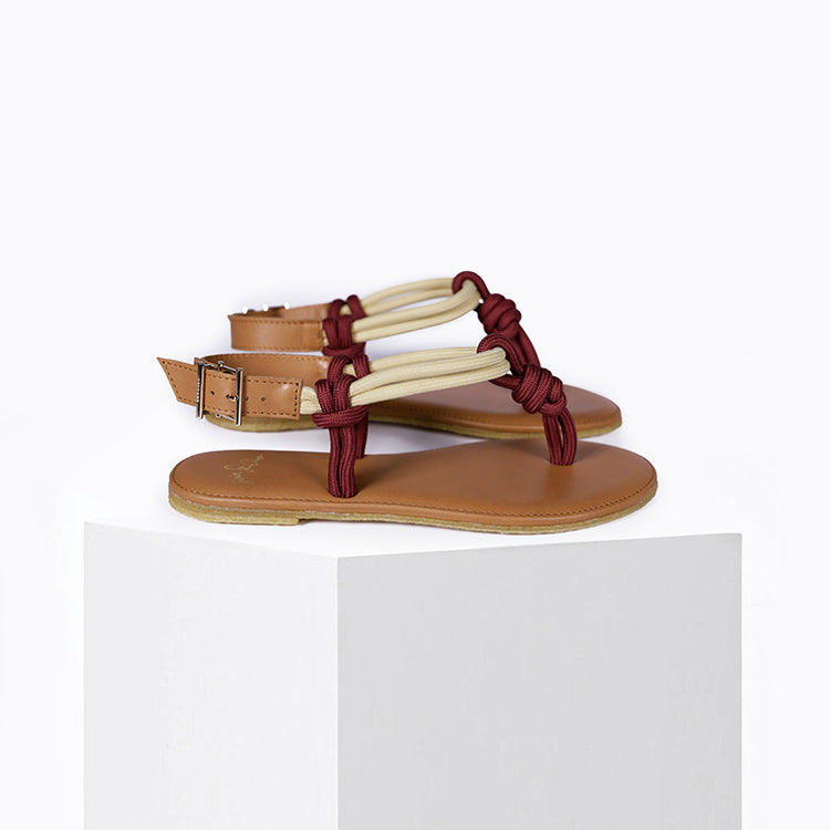 Sandales Pépite Bordeaux Vanille