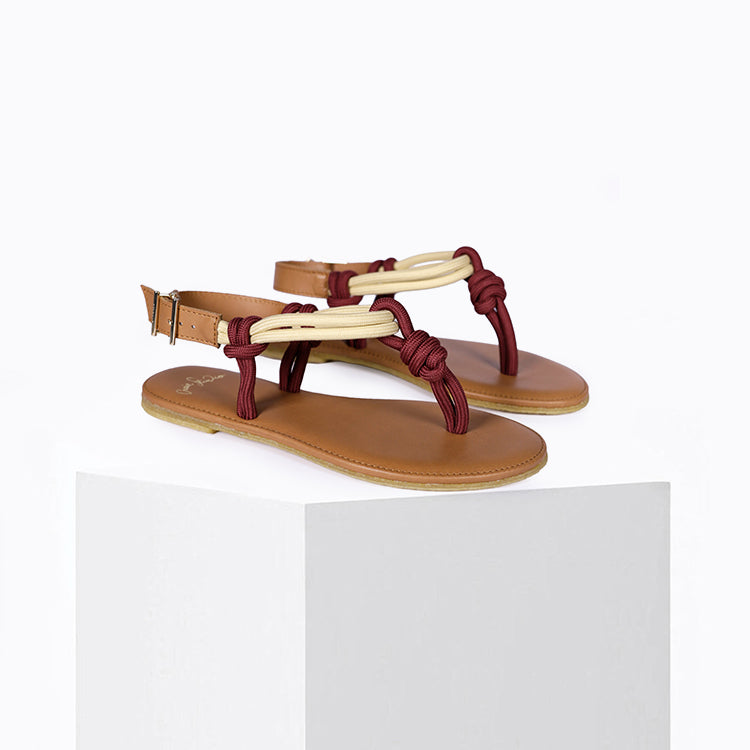 Sandales Pépite Bordeaux Vanille