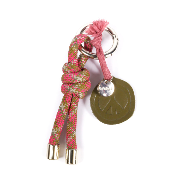 Porte-Clefs corde Square Rose Kaki