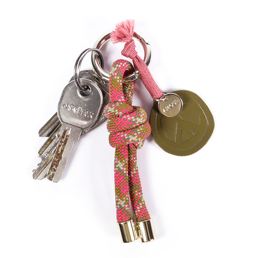 Porte-Clefs corde Square Rose Kaki