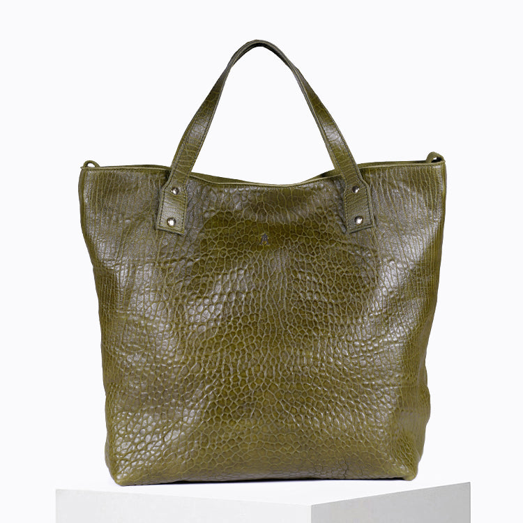 Sac Cabas Ruban cuir Bubble Olive