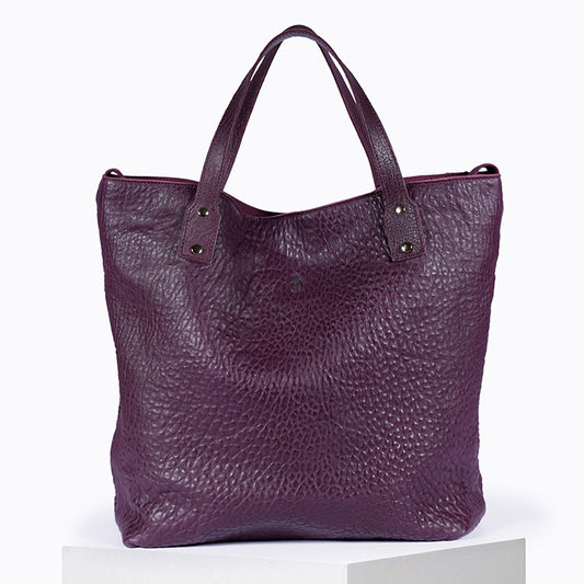 Plum leather tote bag best sale