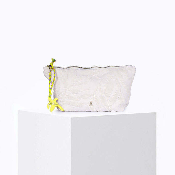 craie Pochette Sable éponge Feuilles Ecru